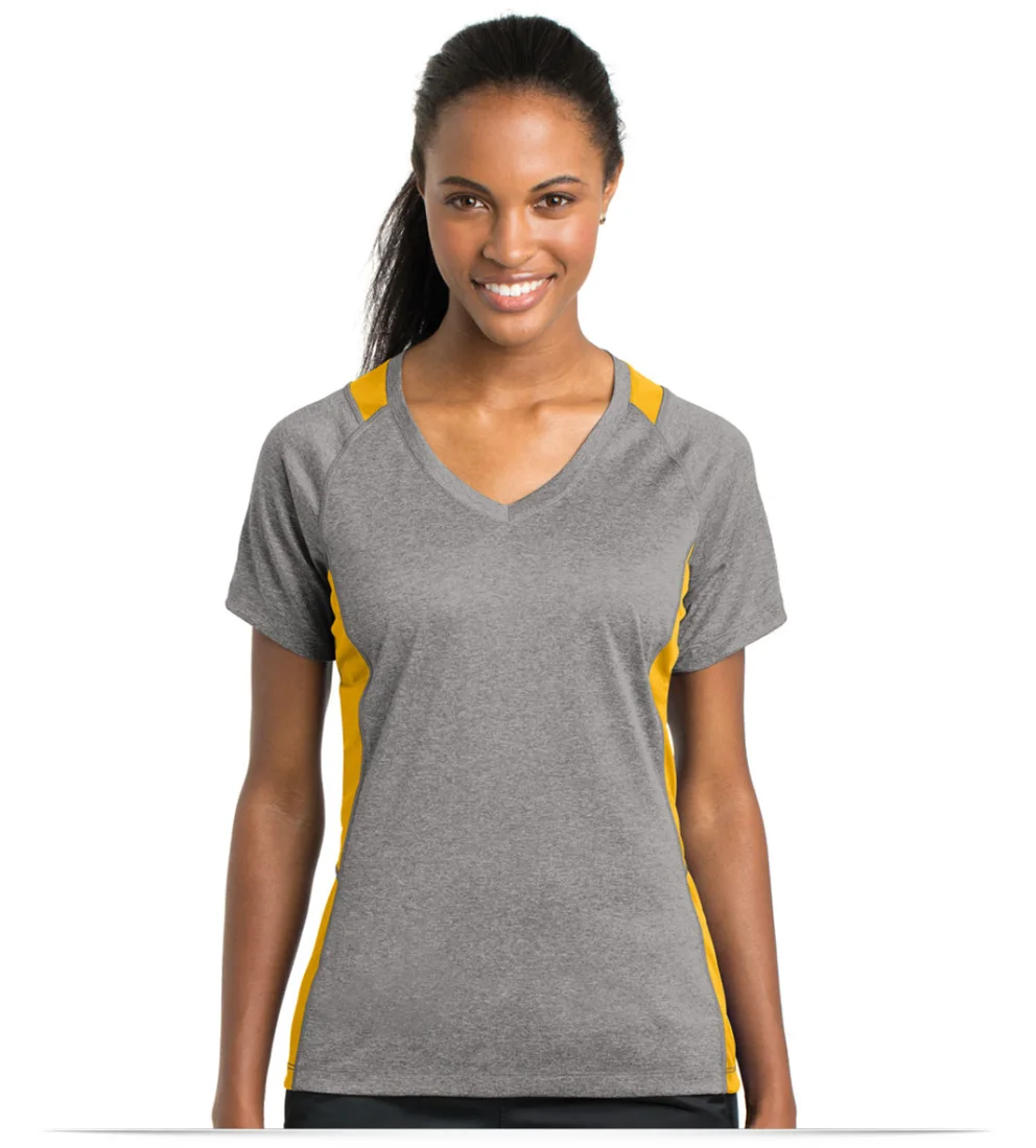 Embroidered Sport-Tek Ladies Colorblock V-Neck Tee