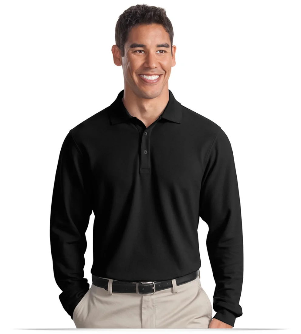 Personalized Port Authority Long Sleeve EZCotton Pique Polo