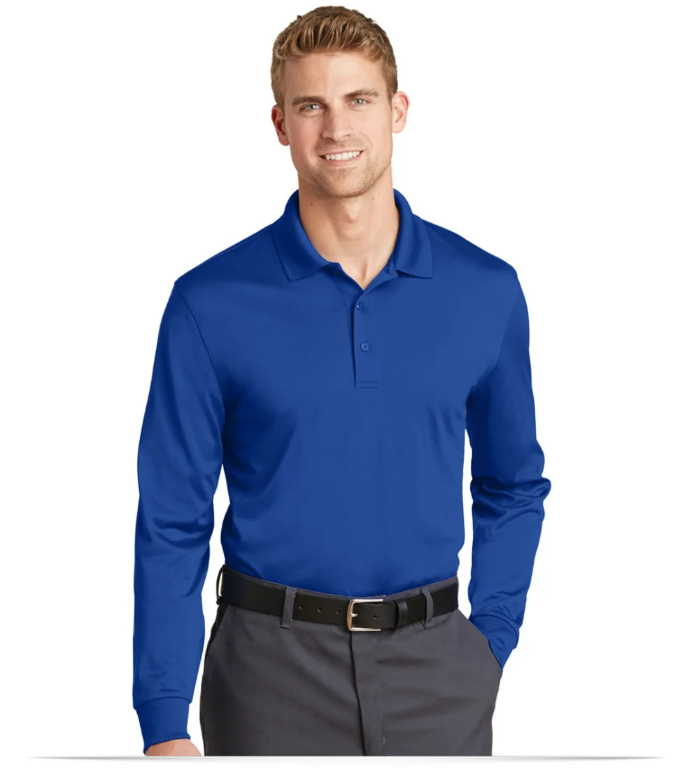 Embroidered Corner Stone Snag-Proof Long Sleeve Polo