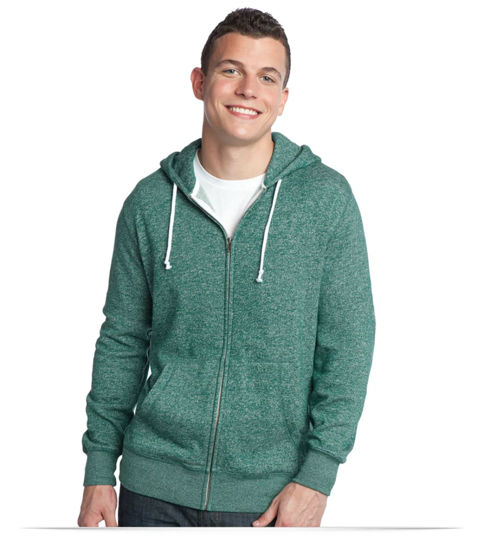 Customize Distric Young Mens Marled Full-Zip Hoodie