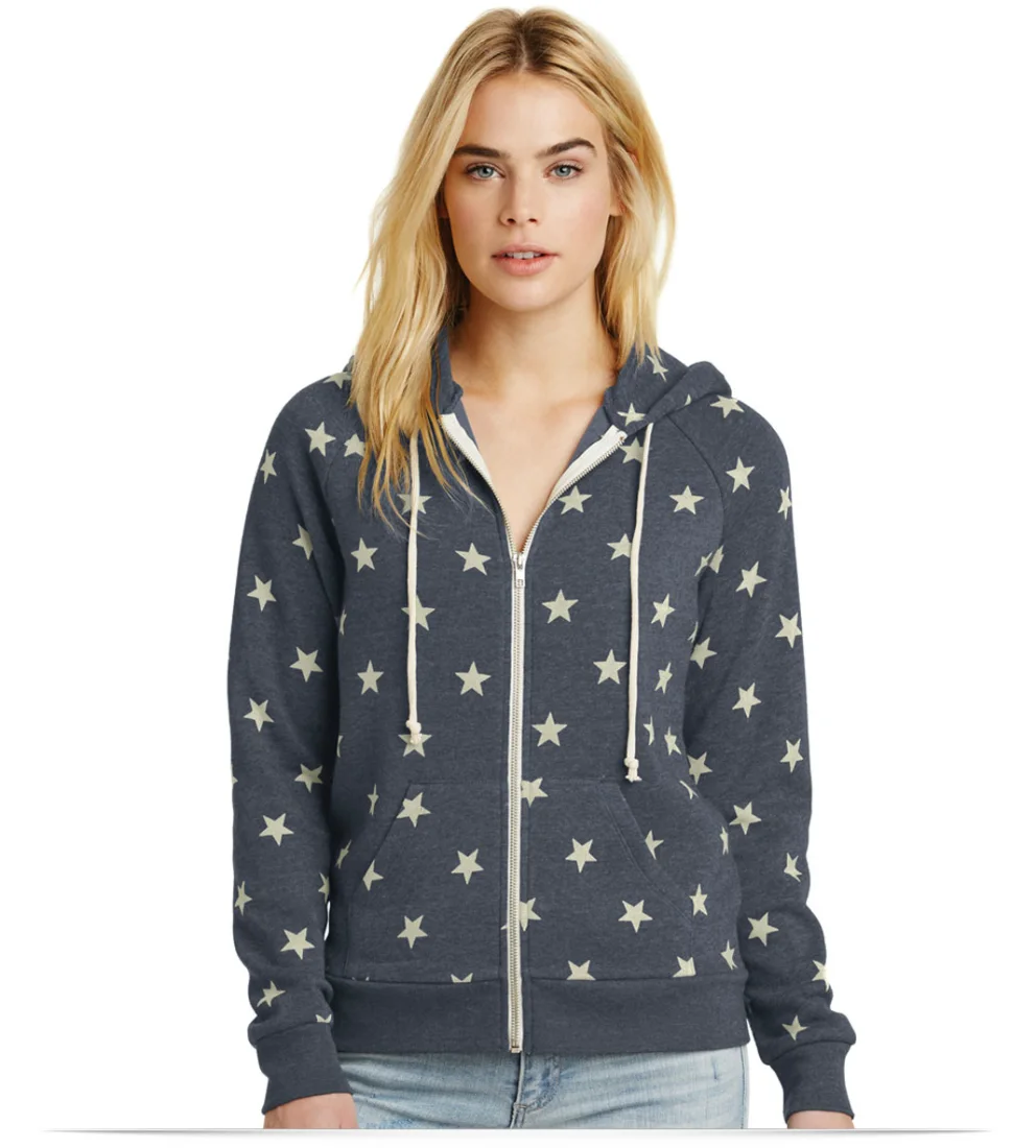 Personalized Alternative Ladies Camo Fleece Zip Hoodie
