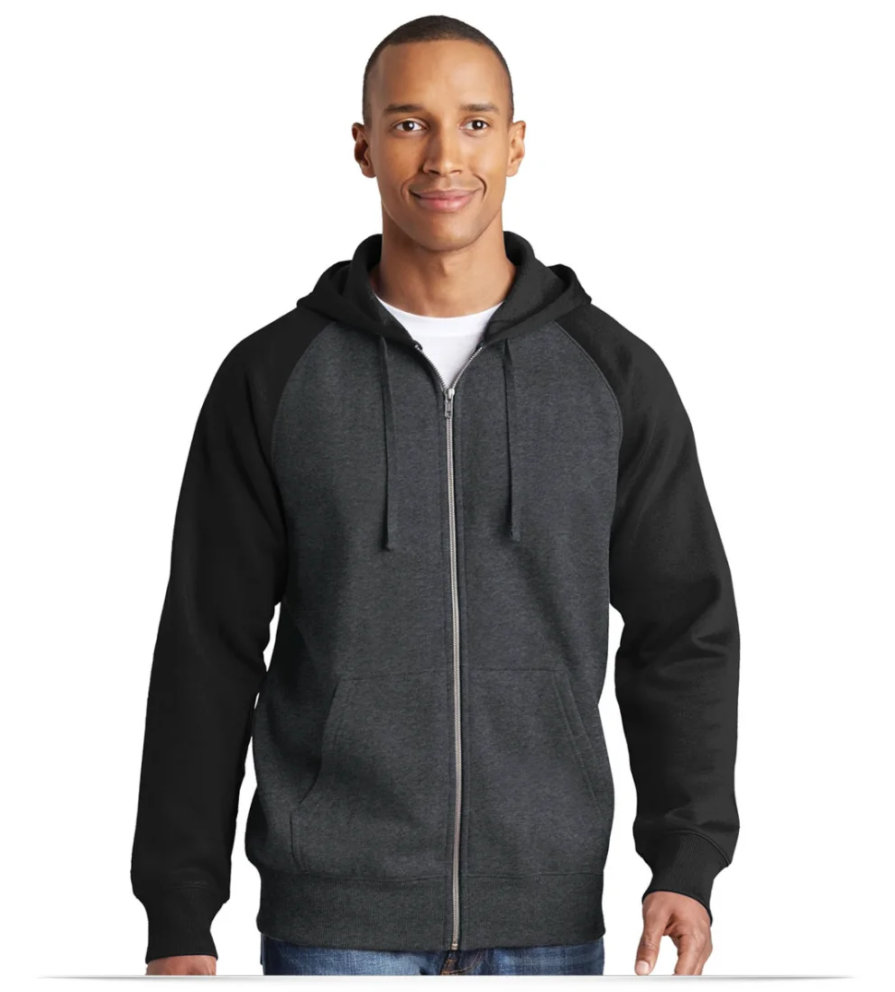 Custom Logo on Sport-Tek Raglan Colorblock Full-Zip Hoodie