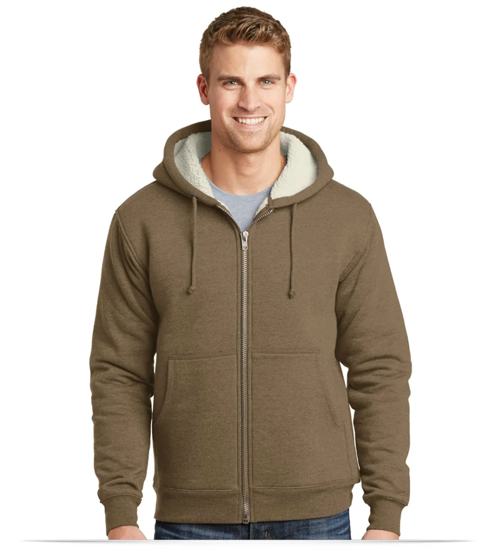 Embroidered Corner Stone Sherpa-Lined Hooded Fleece