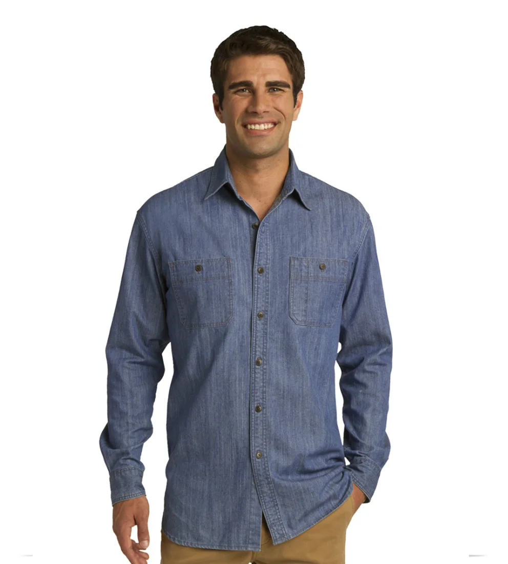 Custom Port Authority Patch Pockets Denim Shirt