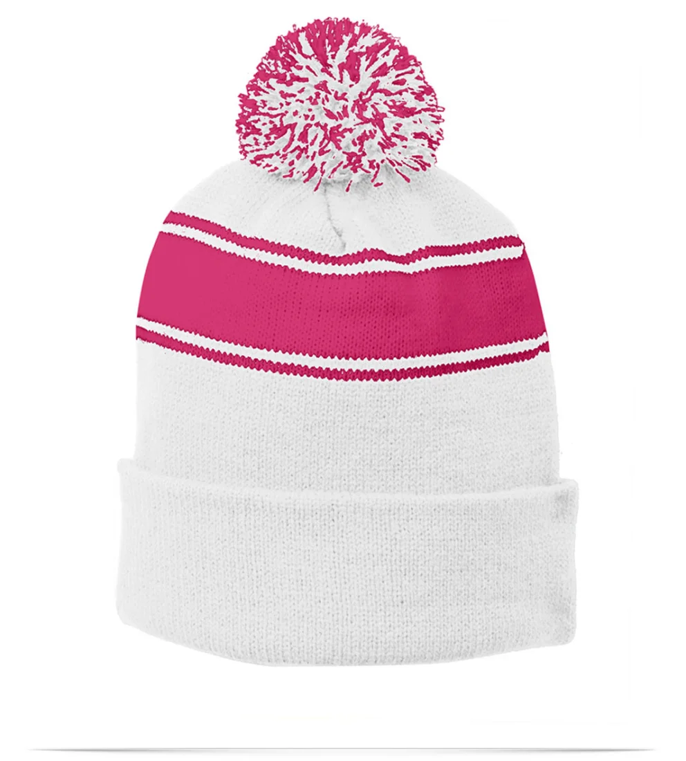 Sport-Tek Stripe Pom Pom Beanie