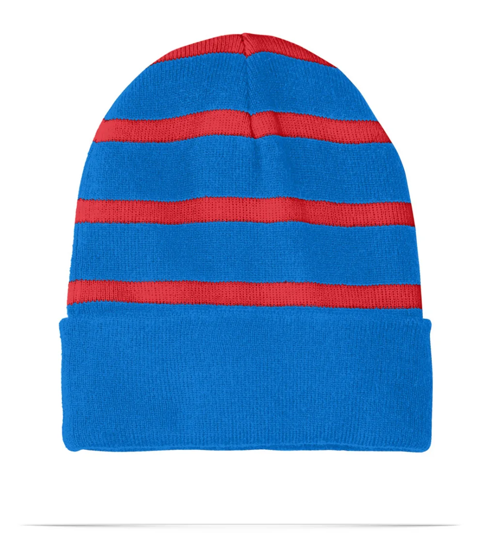 Sport-Tek Striped Beanie with Solid Band