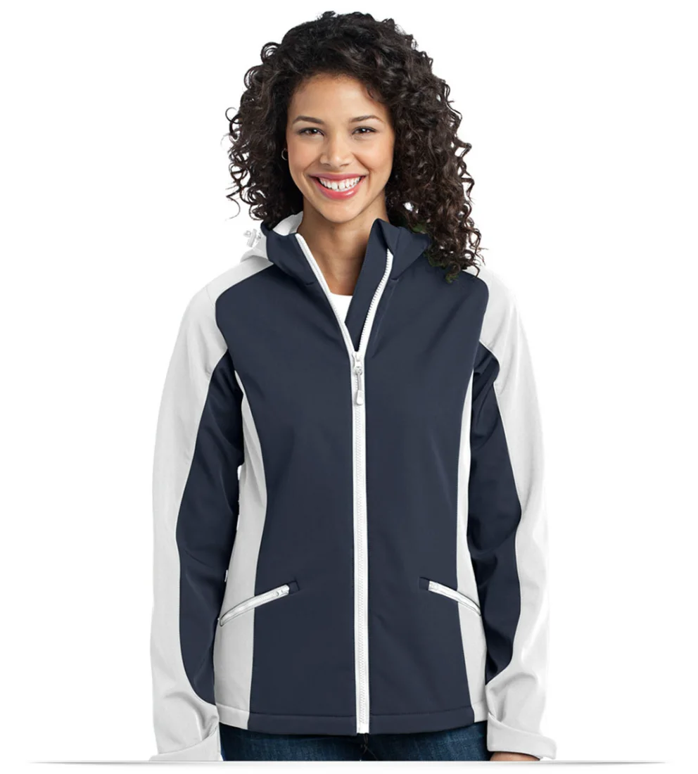 Embroidered Ladies Gradient Hooded Soft Shell Jacket